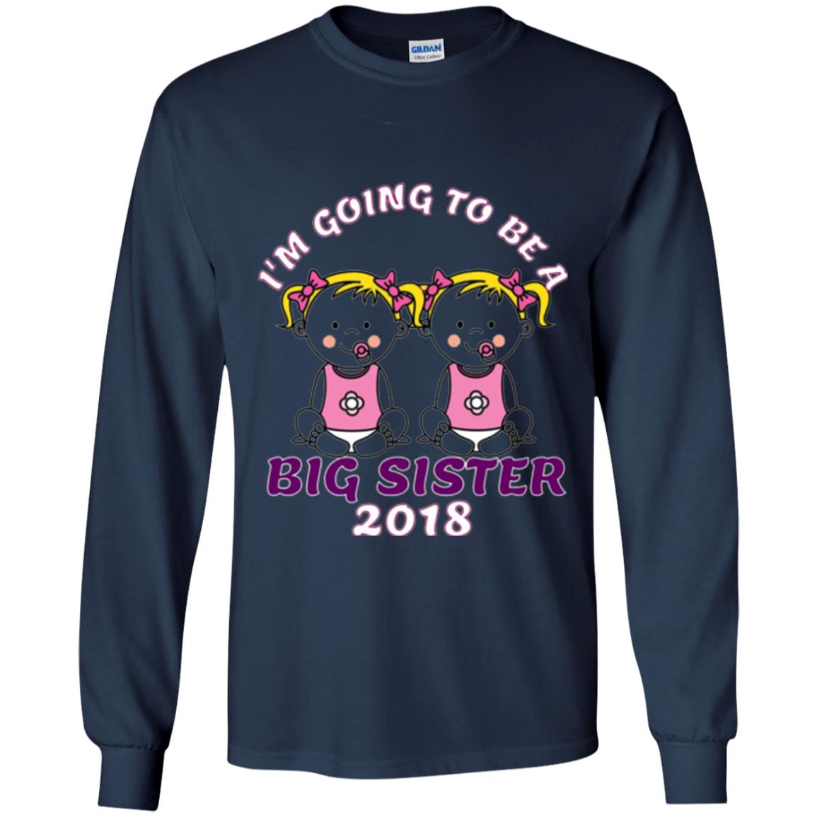 Family T-shirt I_m Going To Be A Big Sister Of Twins 2018 Navy