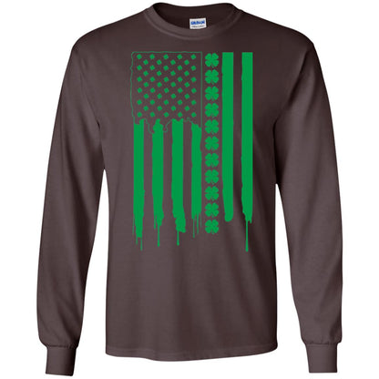 Irish American Flag St Patrick_s Day T-shirt Dark Chocolate
