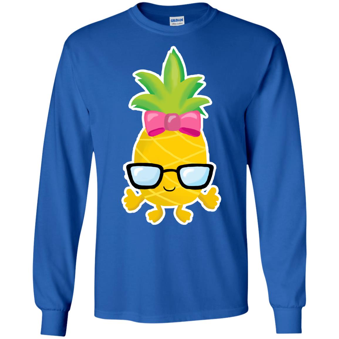 Funny Pineapple With Glasses For Girls Womens Shirt Royal