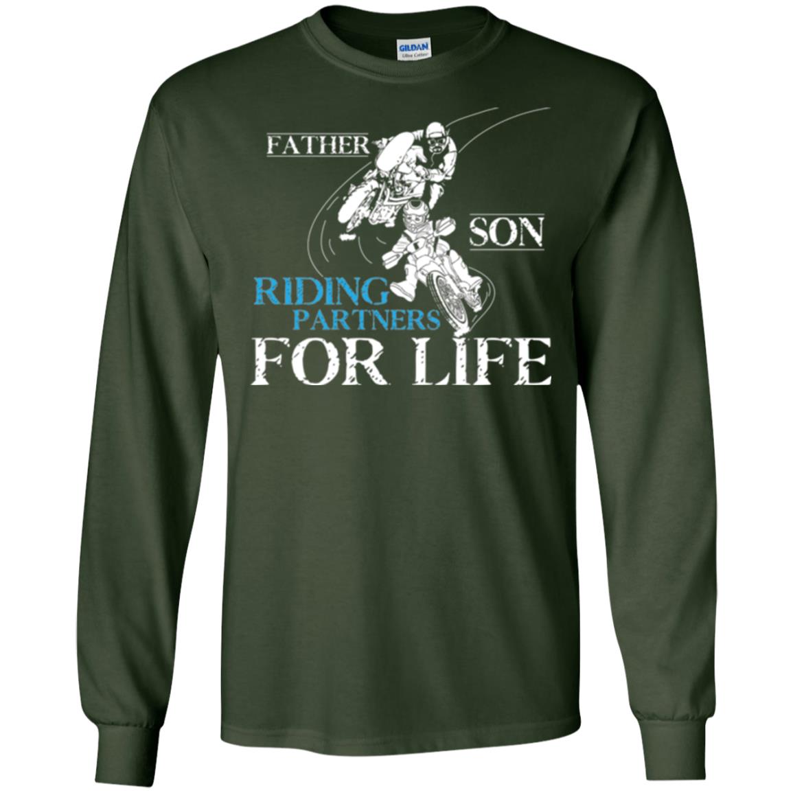 Motocross T-shirt Father Son Riding Partners For Life Forest Green