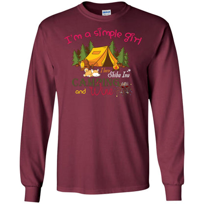 I’m A Simple Girl I Love Shiba Inu Camping And Wine Shirt Maroon