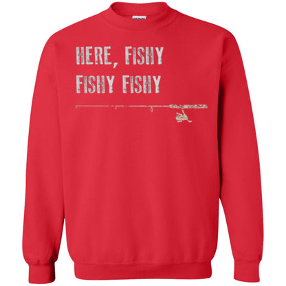 Fishing Lover T-shirt Here Fishy Fishy Red