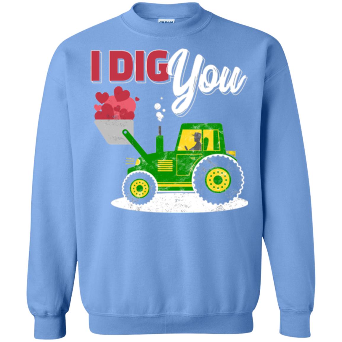 Farmer Valentines Day T-shirt Farm Tractor I Dig You Carolina Blue
