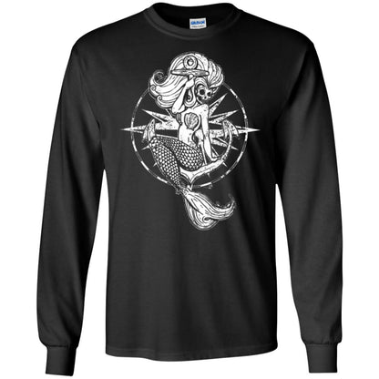 Mermaid Lover T-shirt Skull Mermaid Black