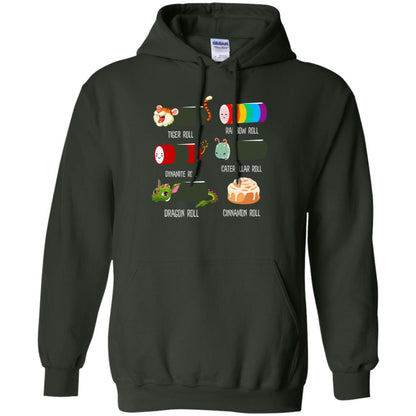 Tiger Roll Rainbow Roll Dynamite Roll Caterpillar Roll Dargon Roll Cinnamom Roll Shirt Forest Green