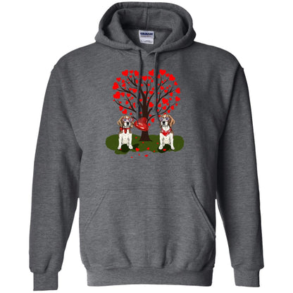 Valentine Beagle Couple Heart Tree Shirt Dark Heather