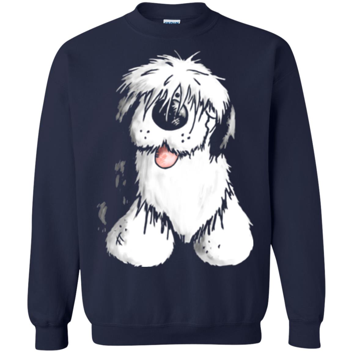 Dog Lover T-shirt Happy Old English Sheepdog Navy
