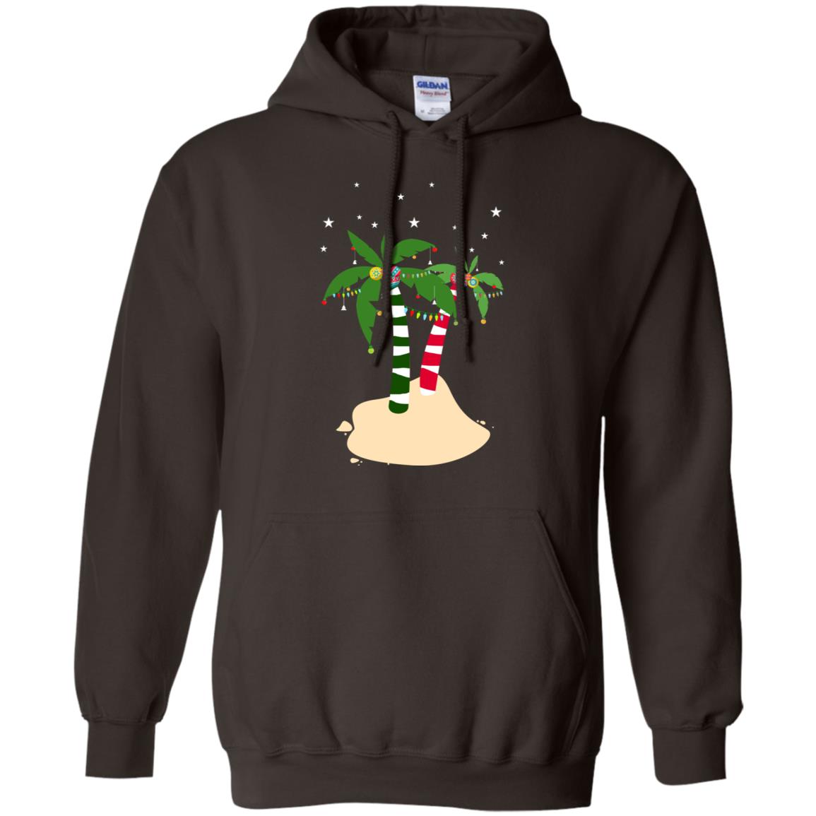Decorated Tropical Coconut Tree Merry X-mas 2018 Gift Shirt Dark Chocolate