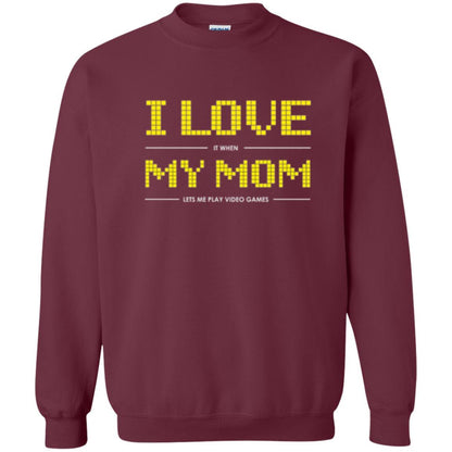 Family T-shirt I Love My Mom Let's Me Play Video Games Maroon