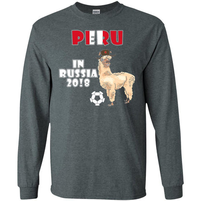 Soccer T-shirt Peru National Team Llama In Russia 2018 Cup Dark Heather