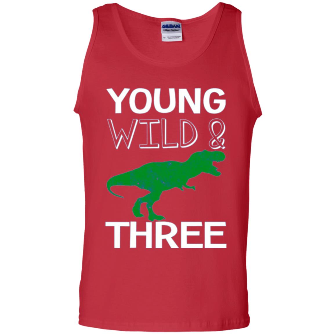 Dinosaur T-shirt Young Wild And Three Red