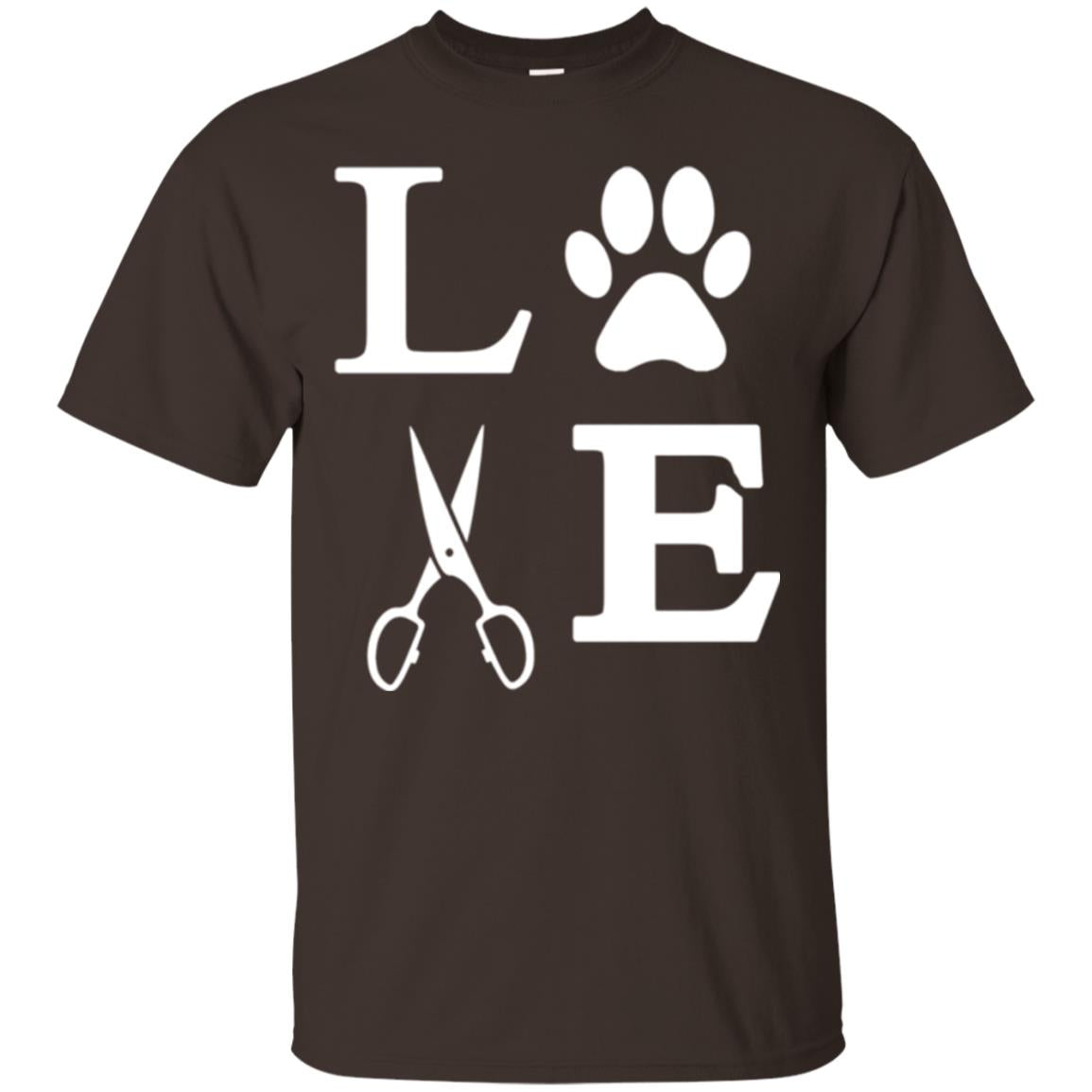 Love Dogs Dog Groomer Paw Dog Lover T-shirt Dark Chocolate
