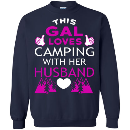 This Gal Loves Camping With Her Husband Wife Shirt Navy