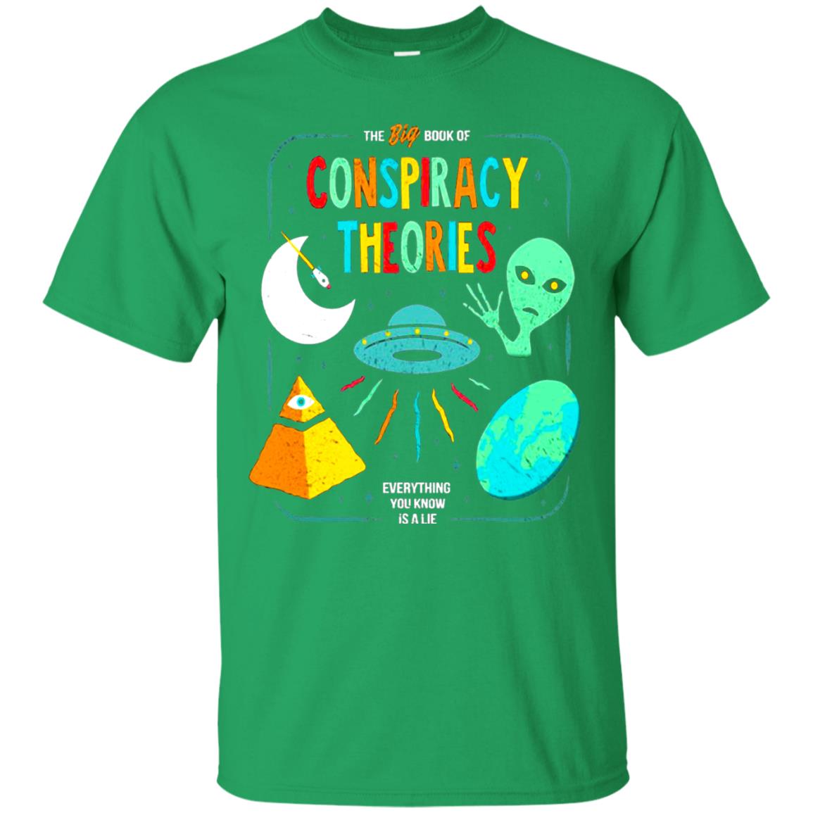 The Big Book Of Conspiracy Theories Funny Bookworm T-shirt Irish Green