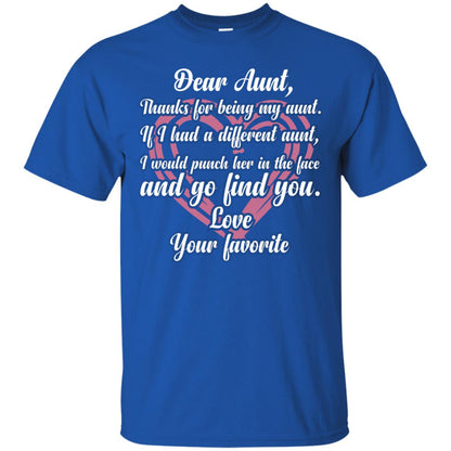 Dear Aunt Thank For Being My Aunt Family T-shirt Royal