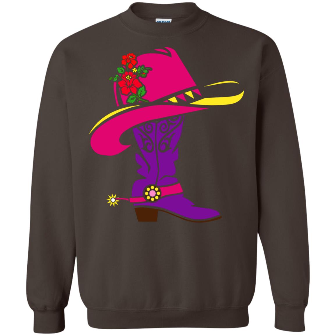 Cowgirl Boots With Hat T-shirt Dark Chocolate