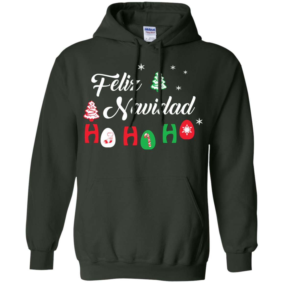 Chirstmas T-Shirt Feliz Navidad Ho Ho Ho Forest Green