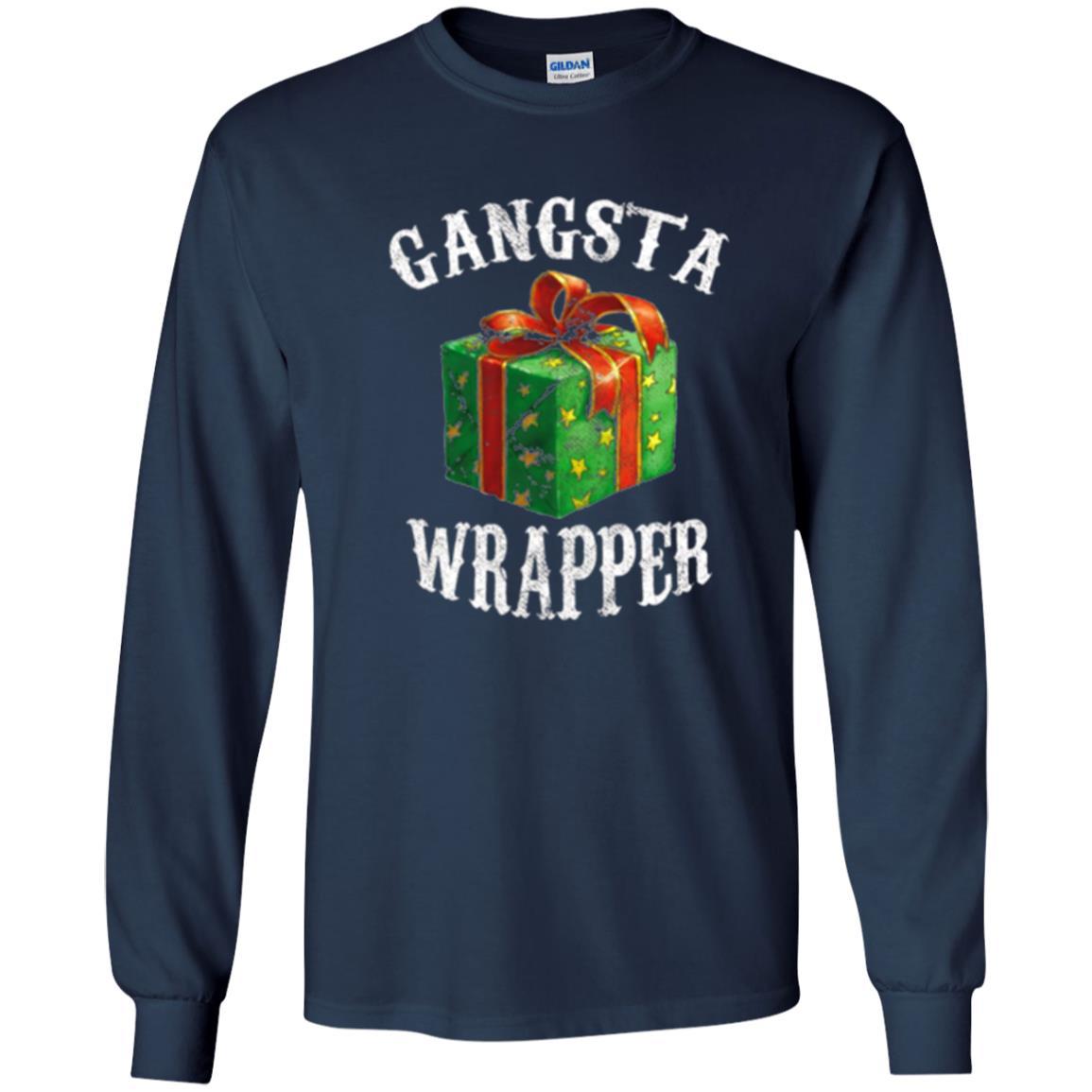 Christmas T-shirt Gangsta Wrapper Novelty Navy