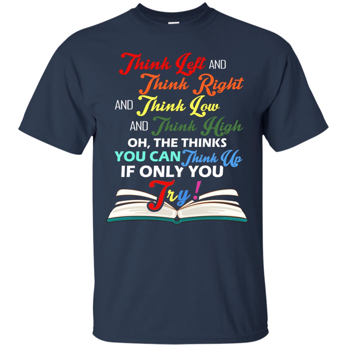 Think Left And Think Right And Think Low Reading T-shirt Navy