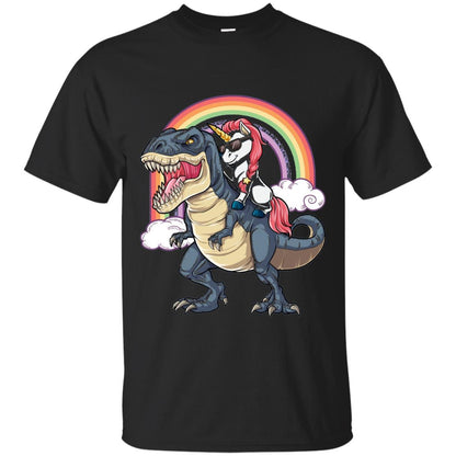 Unicorn Riding Dinosaur Shirt Unicorns Rainbow Black