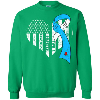 Diabetes Awareness Type 1 Ribbon Flag Shirt Irish Green