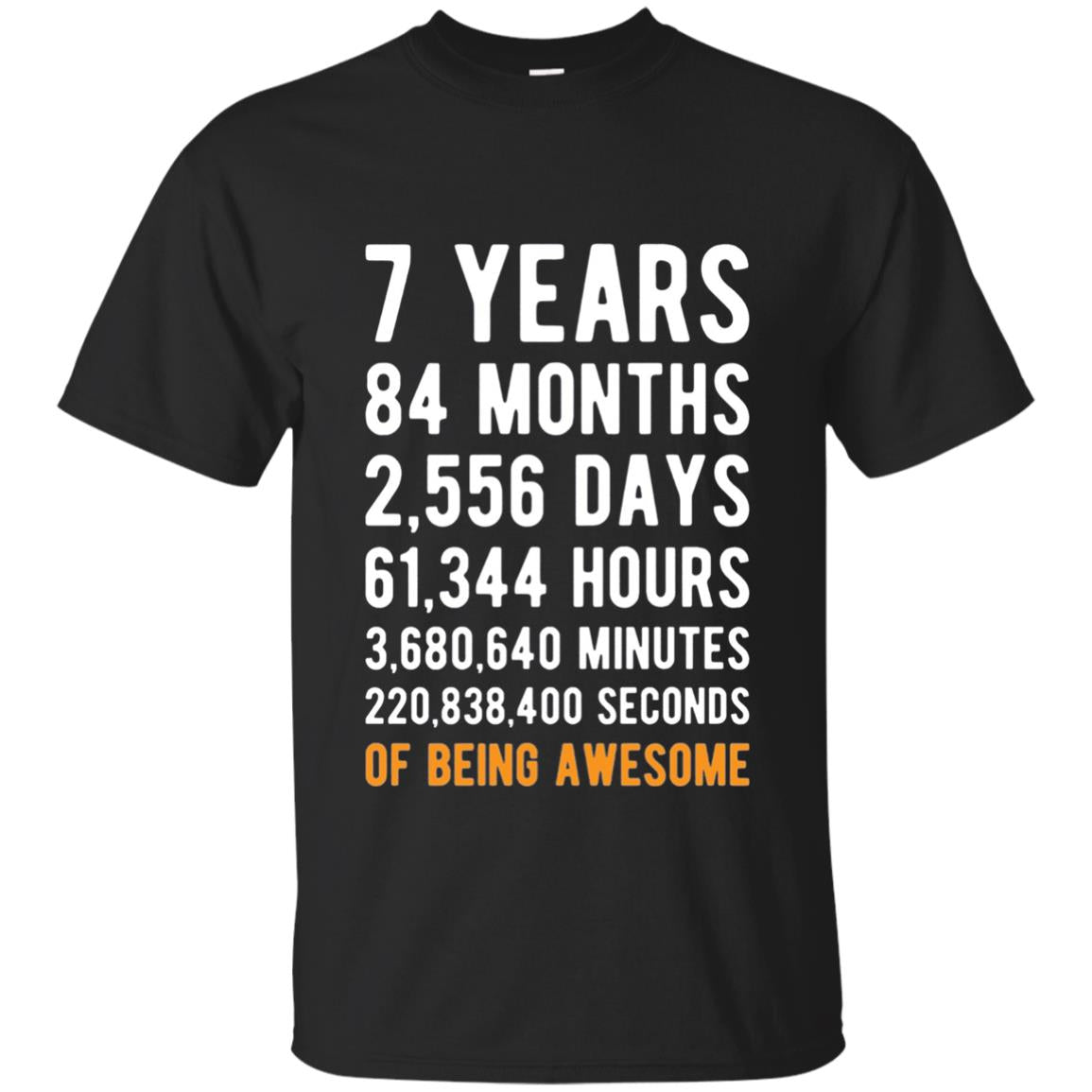 7th Birthday Shirt 7 Years Old Being Awesome Black