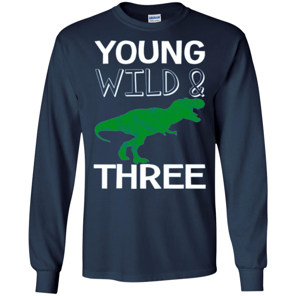 Dinosaur T-shirt Young Wild And Three Navy
