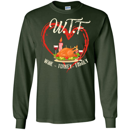 Turkey Wine Family Thanksgiving Drinking Gift Shirt For Family Forest Green