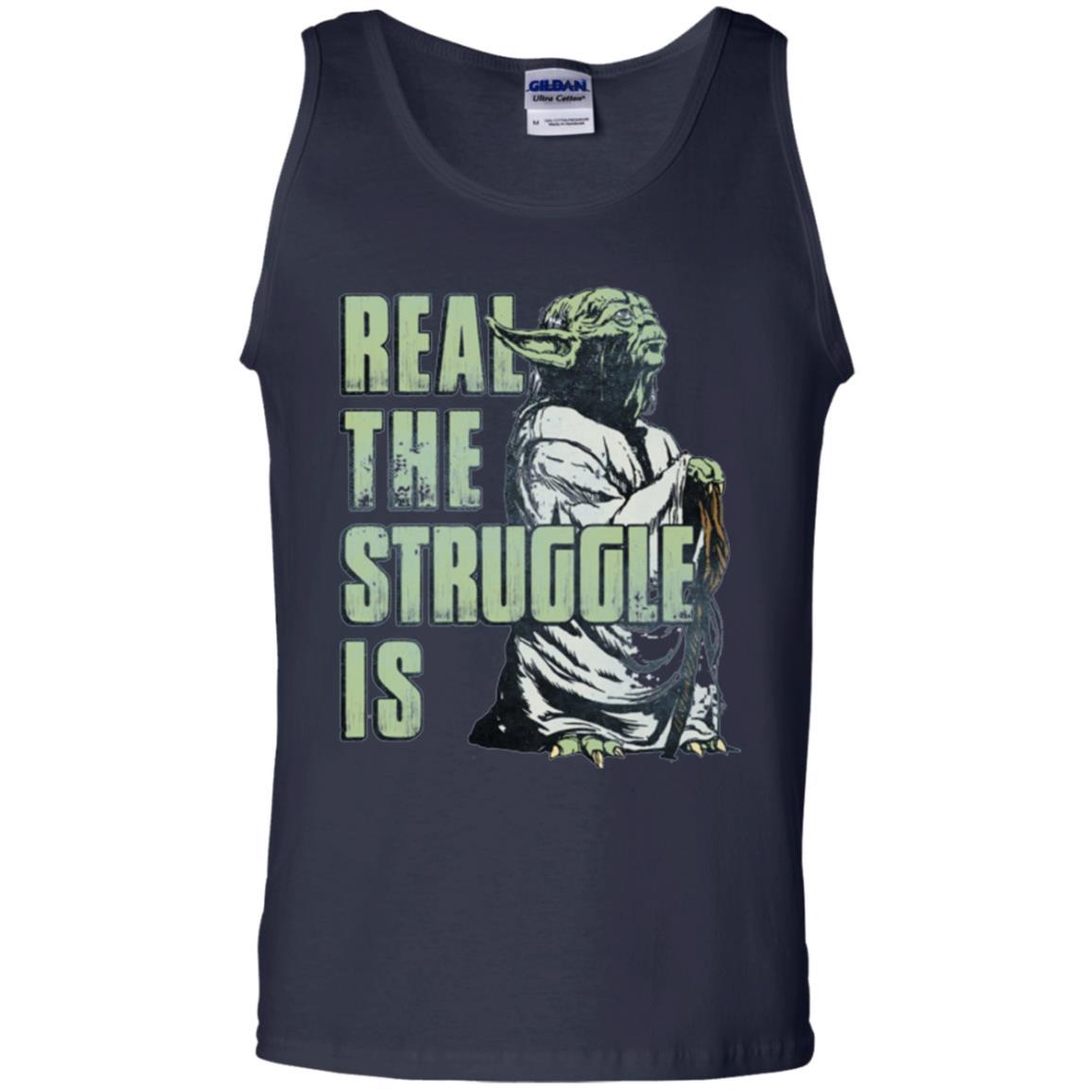 Film T-shirt Star Wars Yoda Real The Struggle Is Graphic Navy