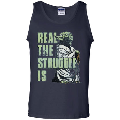 Film T-shirt Star Wars Yoda Real The Struggle Is Graphic Navy