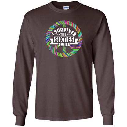 I Survived The Sixties Twice Peace Symbol Birthday Gift Shirt Dark Chocolate