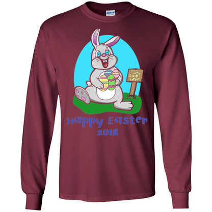 Easter Bunny Stop Here Funny Easter Day T-shirt Maroon