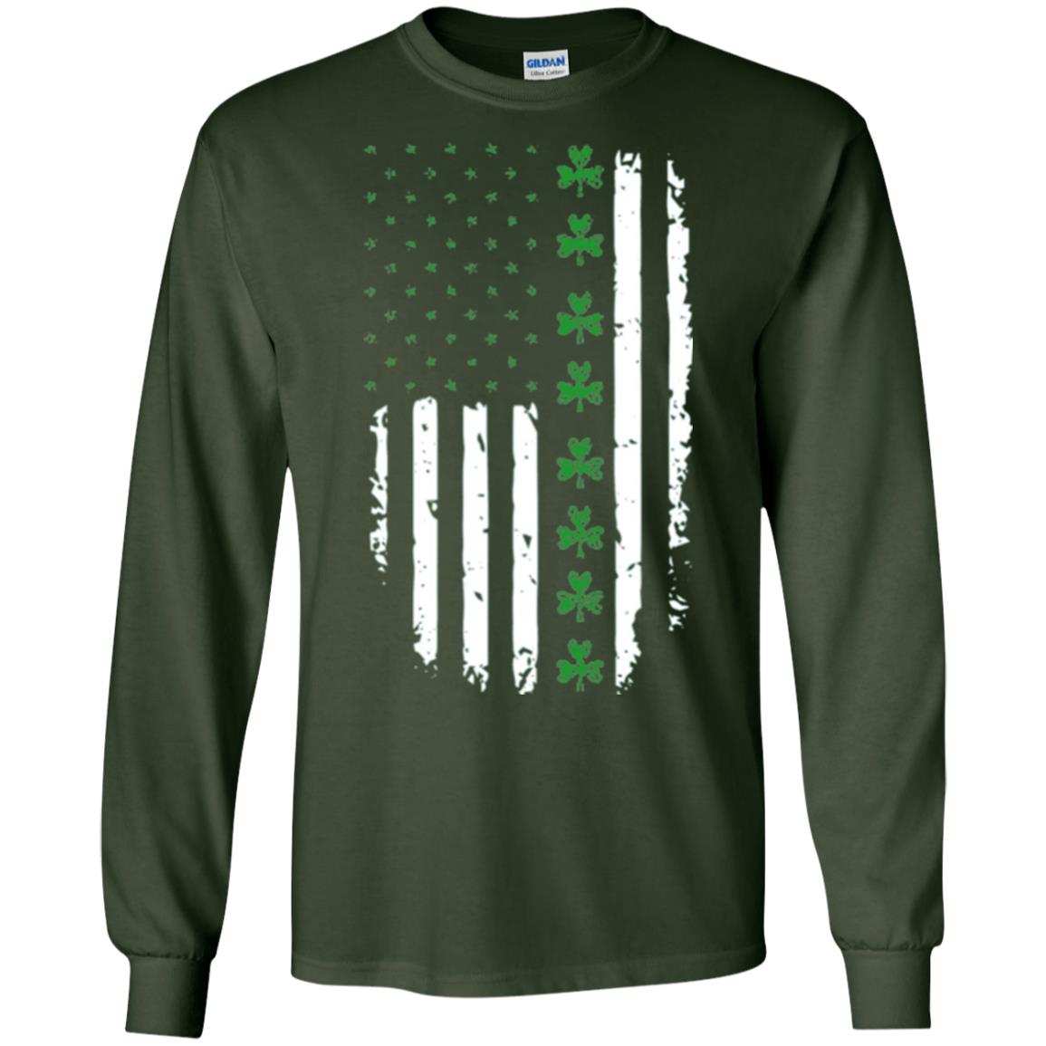 Irish American Flag St. Patrick_s Day T-shirt Forest Green