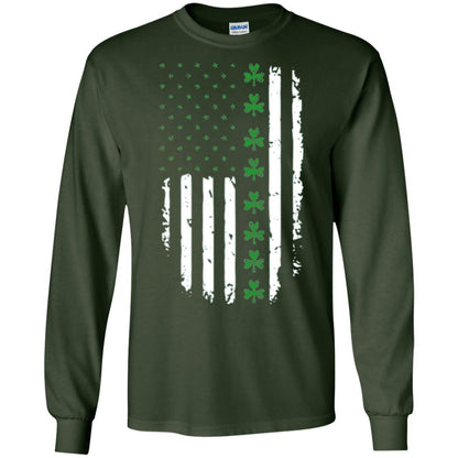 Irish American Flag St. Patrick_s Day T-shirt Forest Green