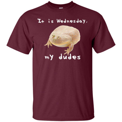 Funny Frog T-shirt It Is Wednesday My Dudes Maroon