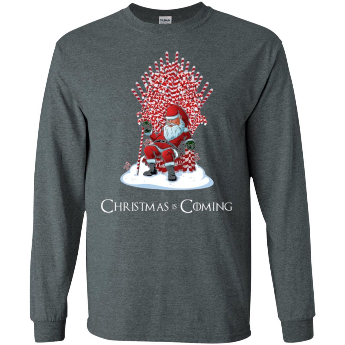 Christmas T-shirt Santa Candy Cane Throne Dark Heather