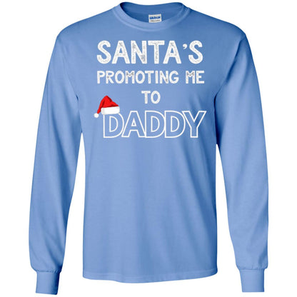 Pregnancy Announcement T-shirt Santa Promoting Me To Daddy Carolina Blue