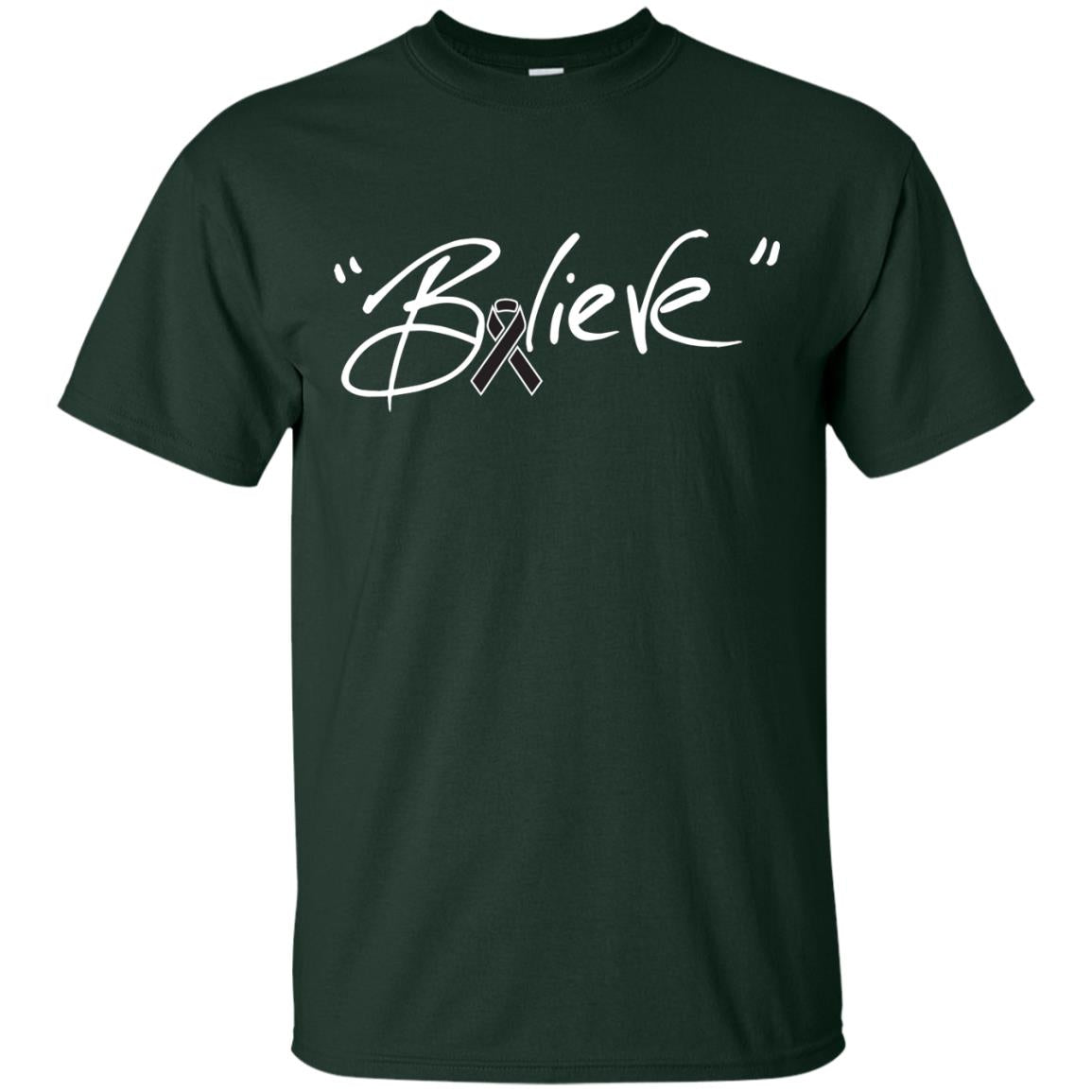 Melanoma Cancer Awareness Shirt Black Ribbon Believe Forest