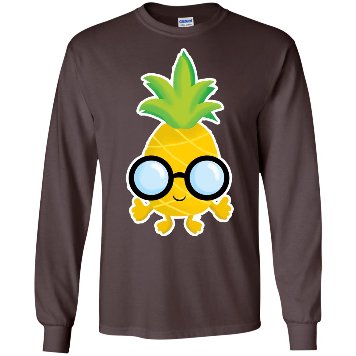 Funny Pineapple With Glasses For Boys Mens Shirt Dark Chocolate