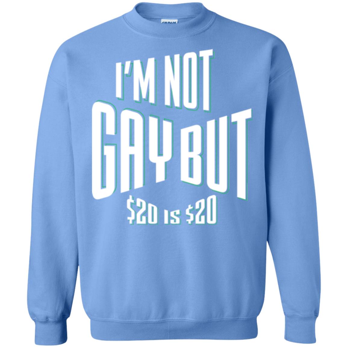 Funny Bi-curious Bachelor Humor Party T-shirt I'm Not Gay But $20 Is $20 Carolina Blue