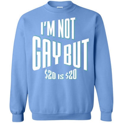 Funny Bi-curious Bachelor Humor Party T-shirt I'm Not Gay But $20 Is $20 Carolina Blue