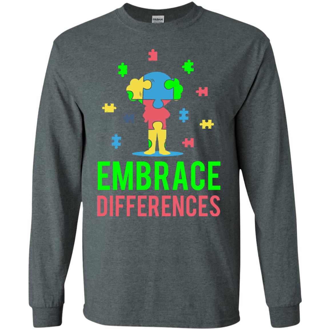 Autism Awareness T-shirt Embrace Differences Dark Heather