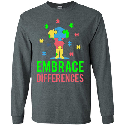 Autism Awareness T-shirt Embrace Differences Dark Heather