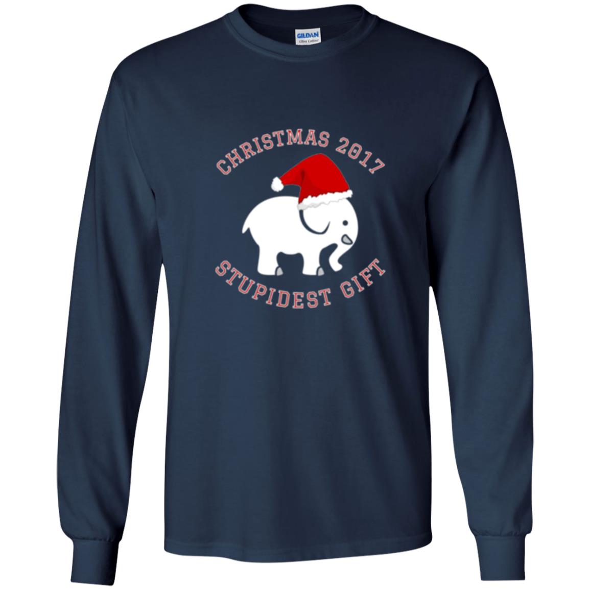 Christmas T-shirt White Elephant Christmas 2017 Stupidest Gift Navy