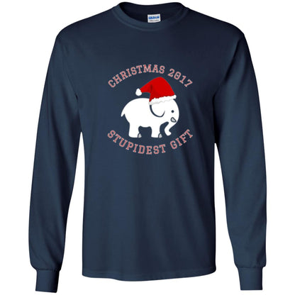 Christmas T-shirt White Elephant Christmas 2017 Stupidest Gift Navy