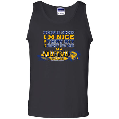 People Think I'm Nice Until They Sit Next To Me At A Volleyball Game Shirt For Mens Or Womens Black