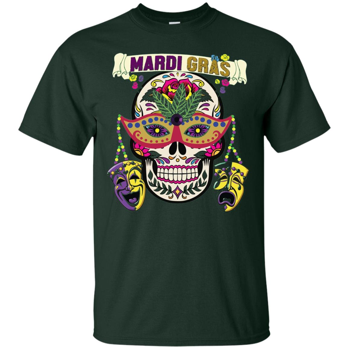 New Orleans Beads Skull Mardi Gras T-shirt Forest