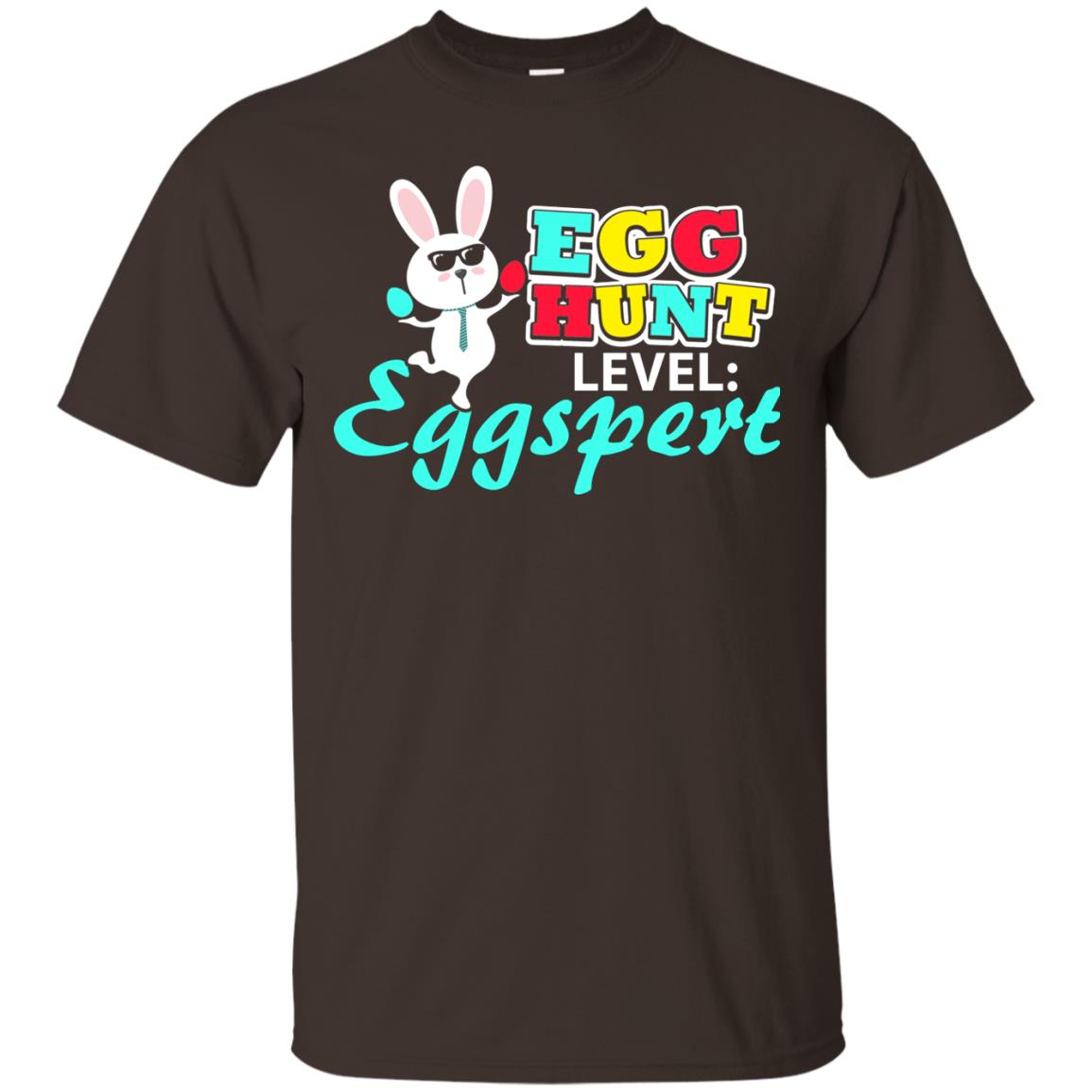 Egg Hunt Level Eggspert Easter Holiday T-shirt Dark Chocolate