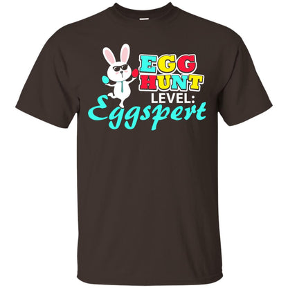 Egg Hunt Level Eggspert Easter Holiday T-shirt Dark Chocolate