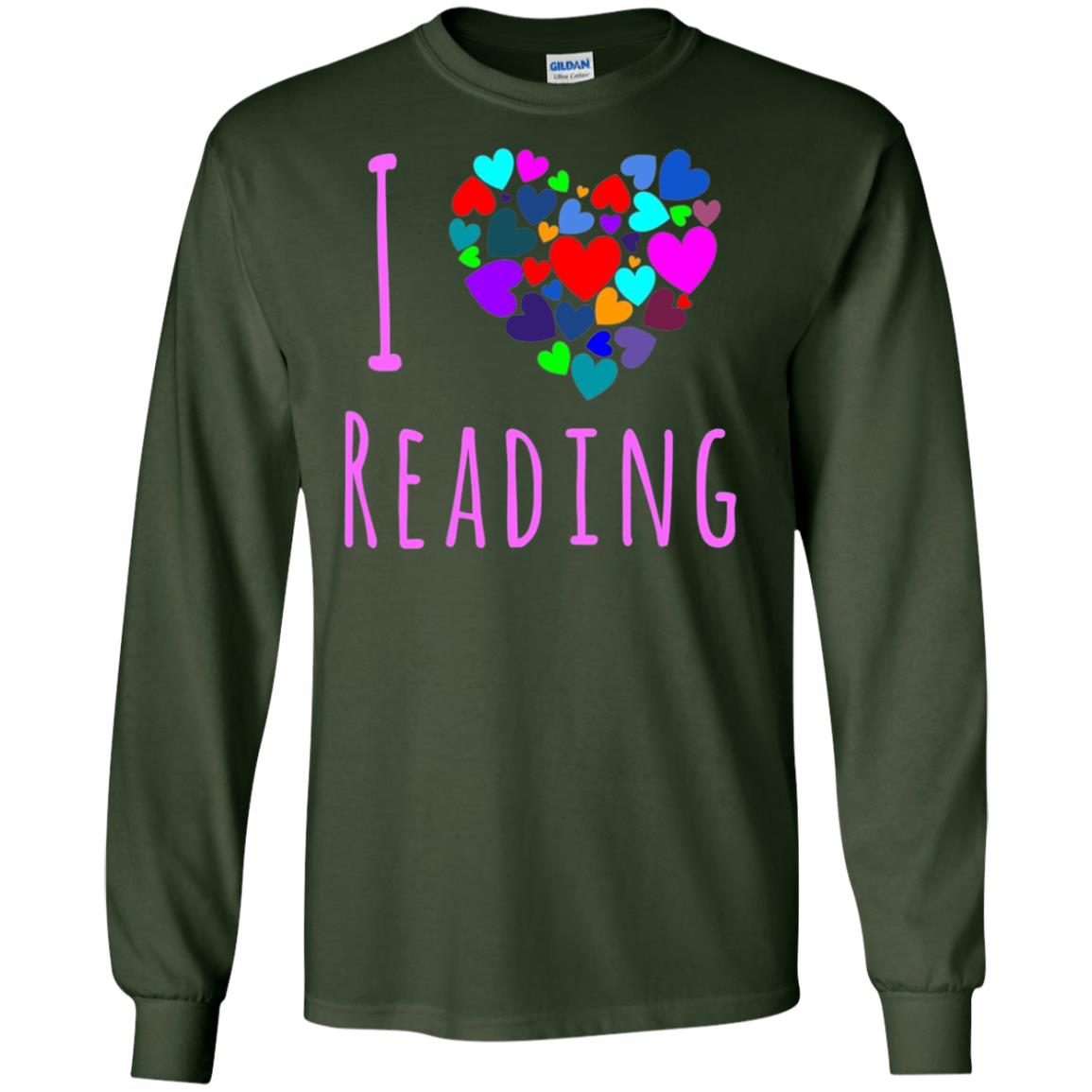 I Love Reading Club Heart Love Books Gift Shirt For Bookworm Forest Green